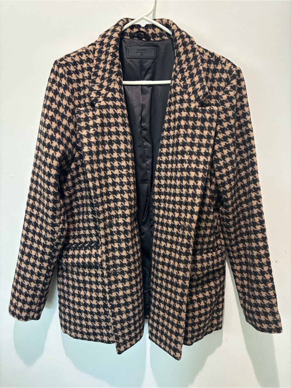 Blank NYC Black & Tan Houndstooth Double-Breasted Wool-blend Blazer Size XL - Picture 8 of 8